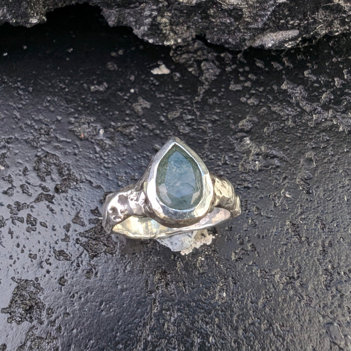 Sylvia solitaire - moss agate - ready to ship