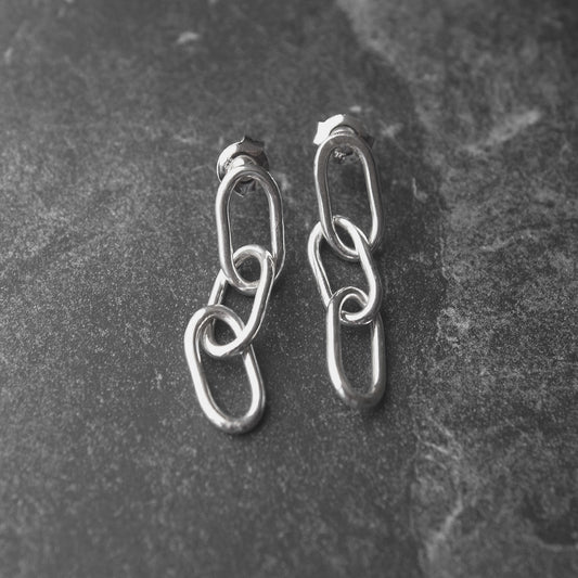 Triple link earrings