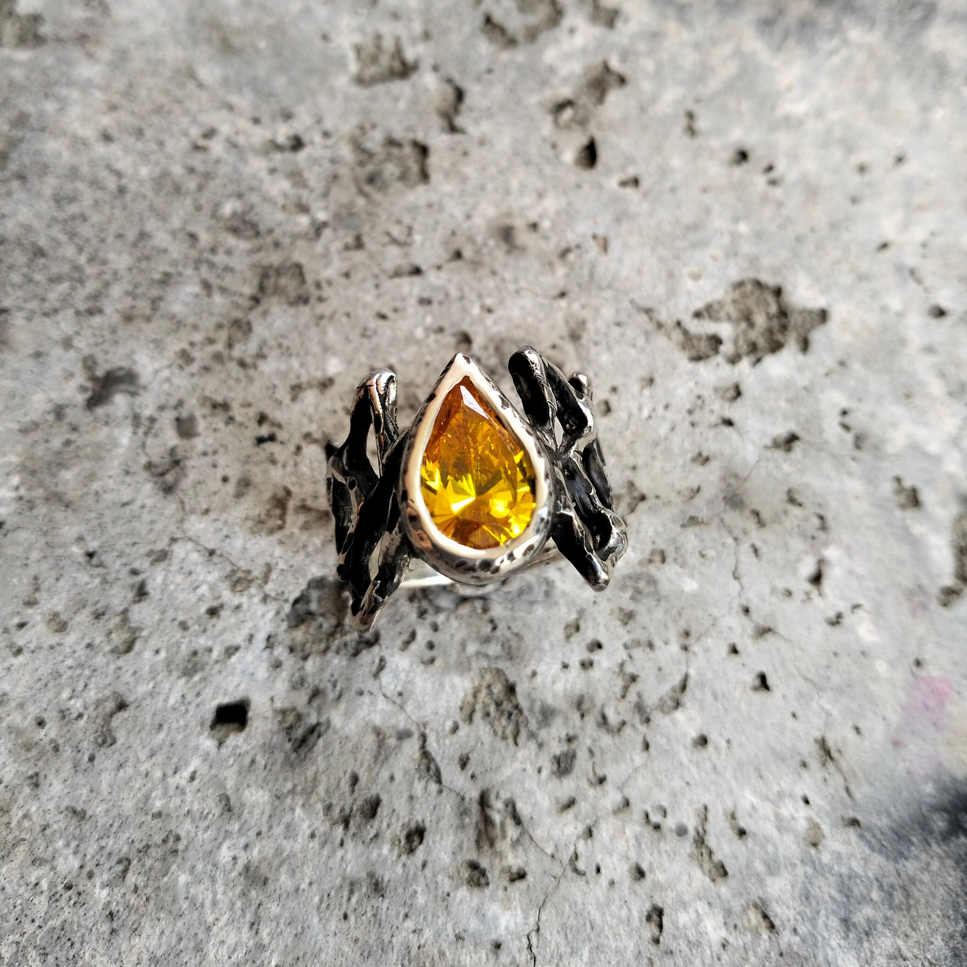 Fury ring - yellow cz - ready to ship
