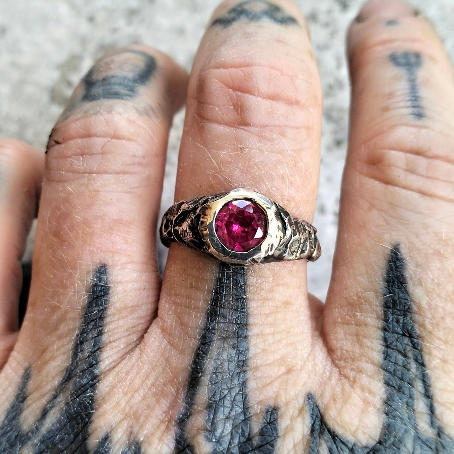 Ready to ship - lab ruby textured ring