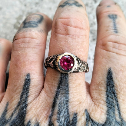 Ready to ship - lab ruby textured ring