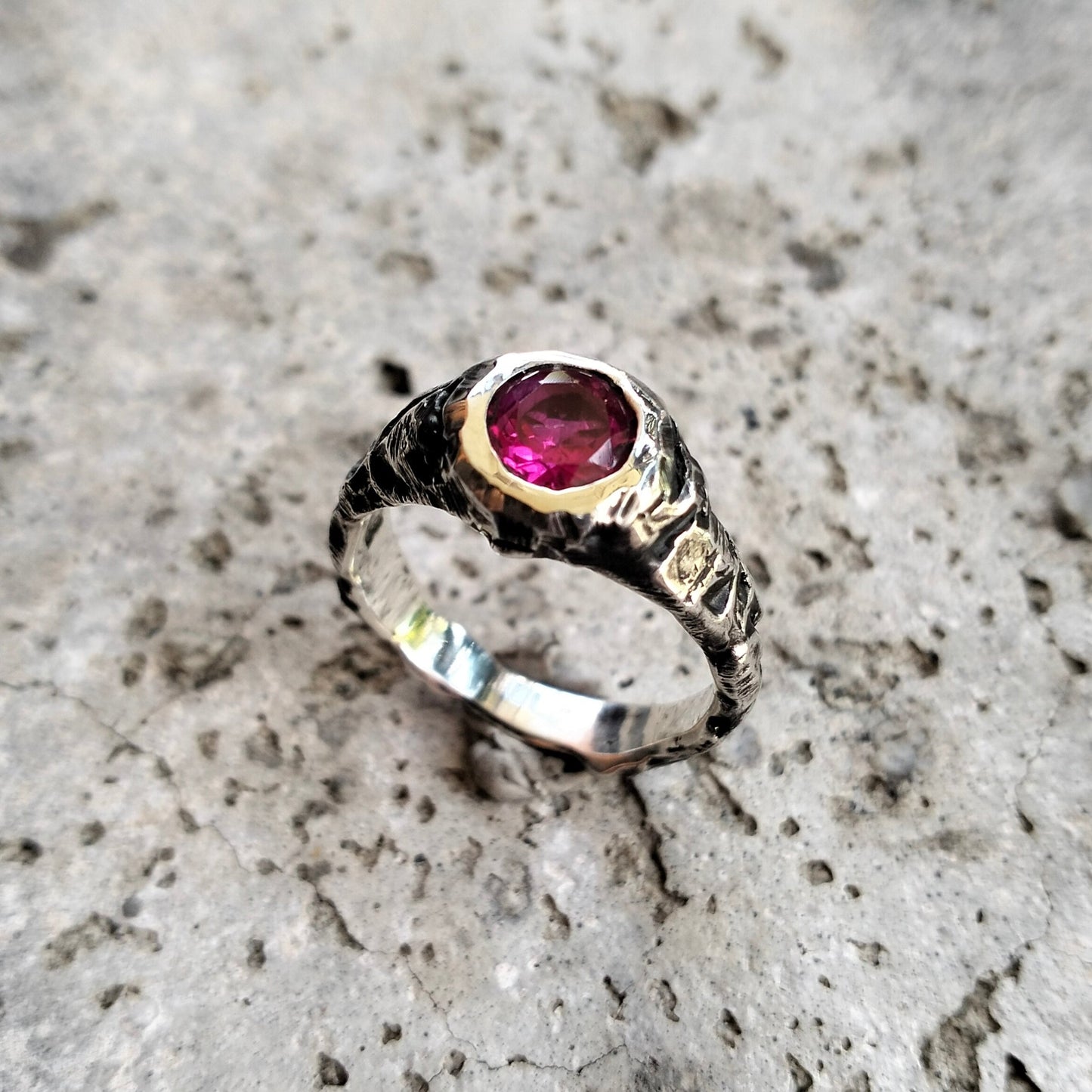 Ready to ship - lab ruby textured ring