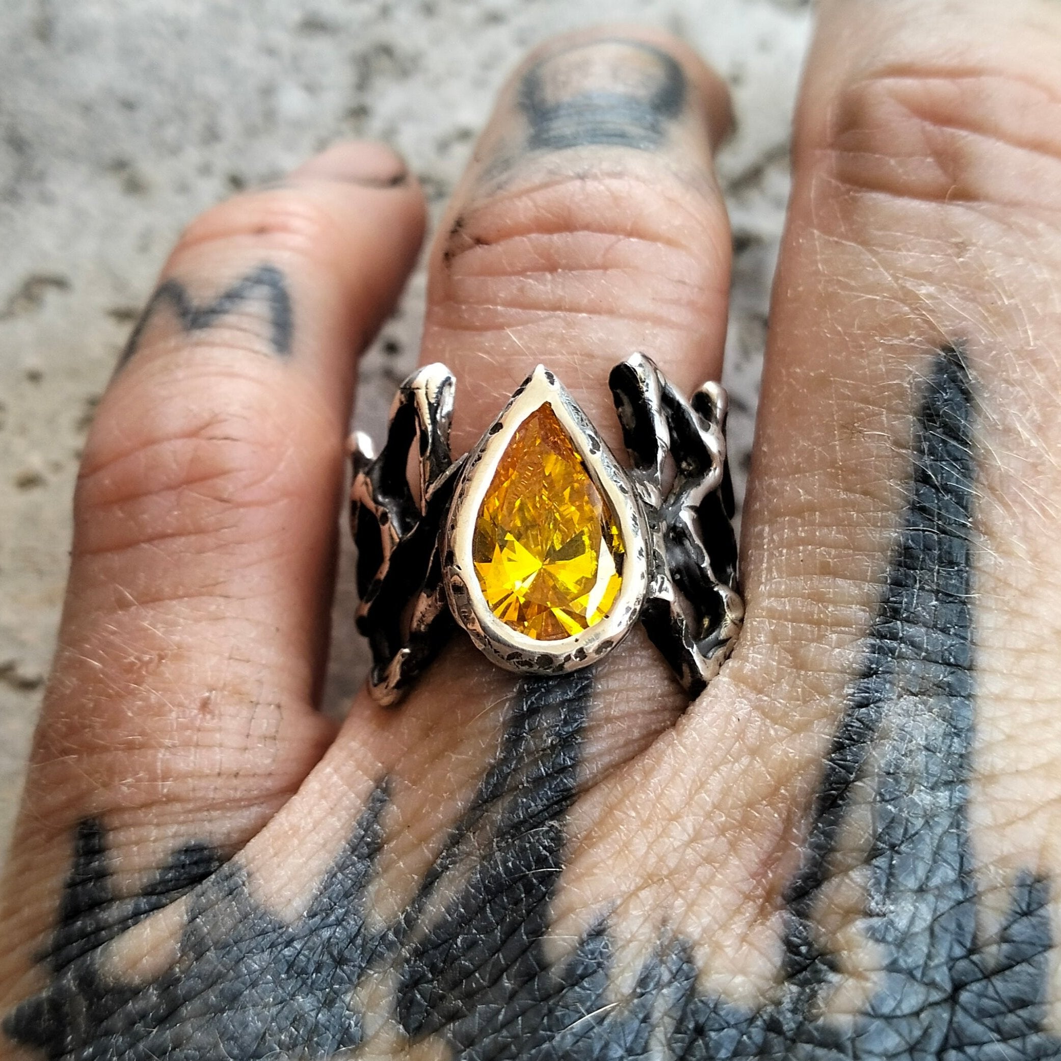 Fury ring - yellow cz - ready to ship