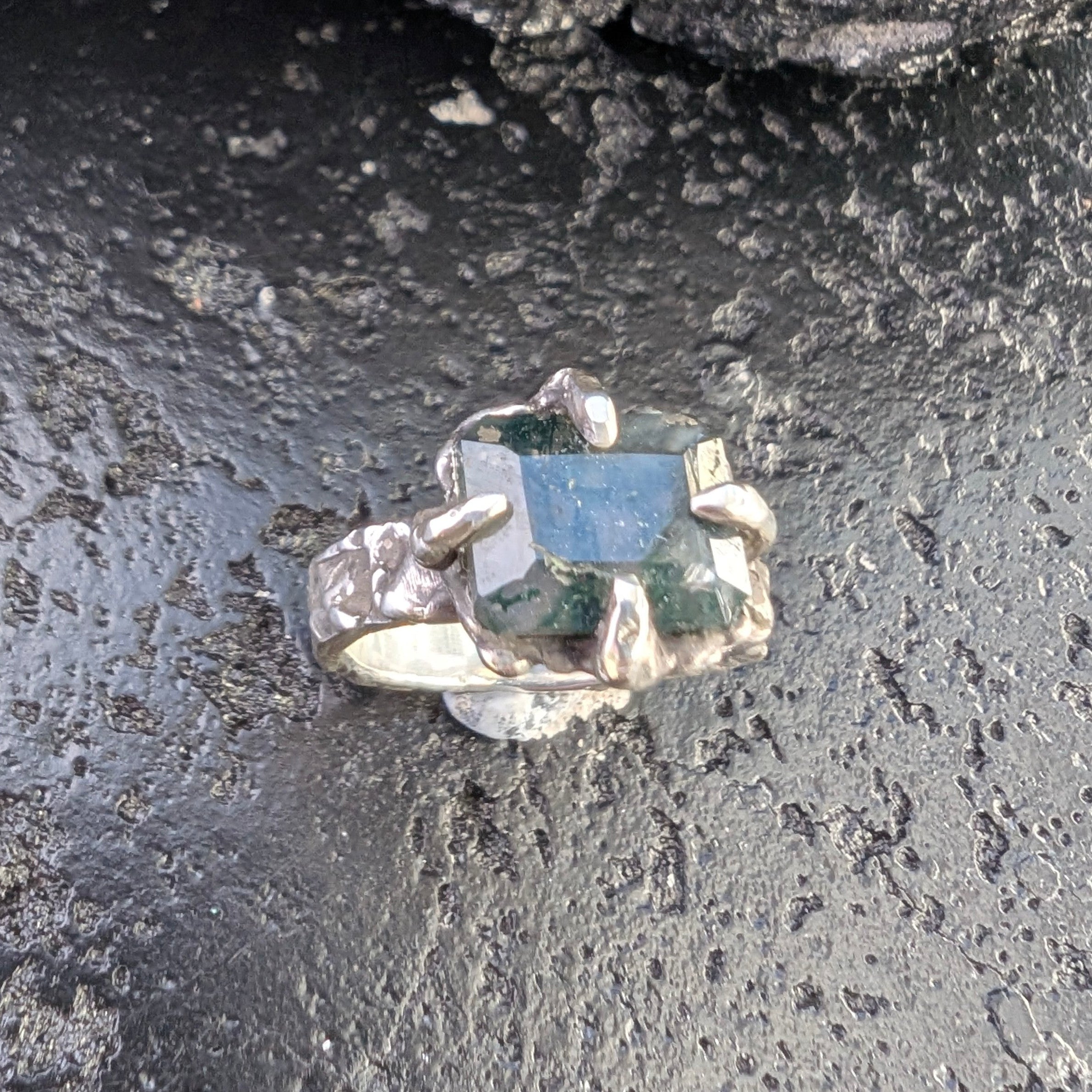 Moss agate solitaire - Ready to ship