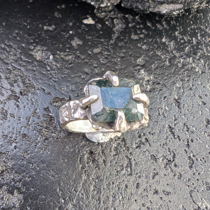 Moss agate solitaire - Ready to ship