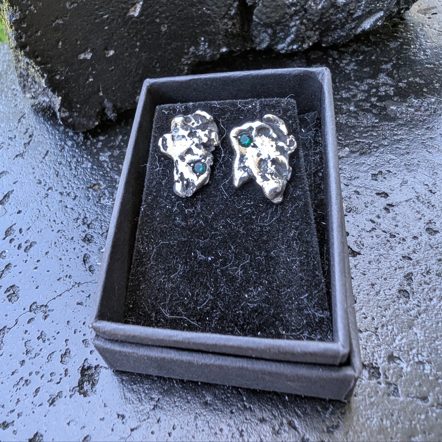 Xenolith earrings - emerald - ready to ship