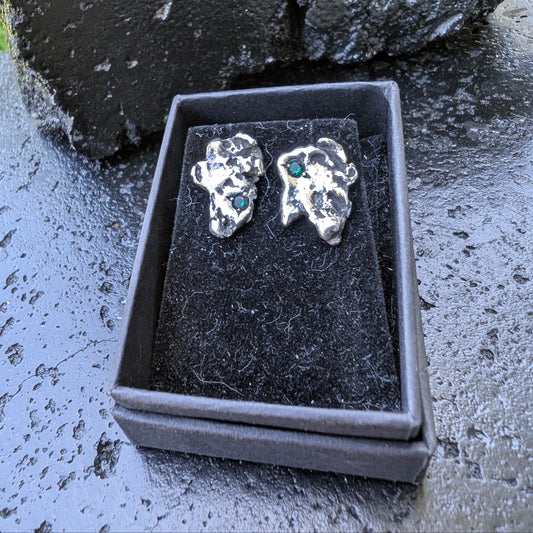 Xenolith earrings - emerald - ready to ship