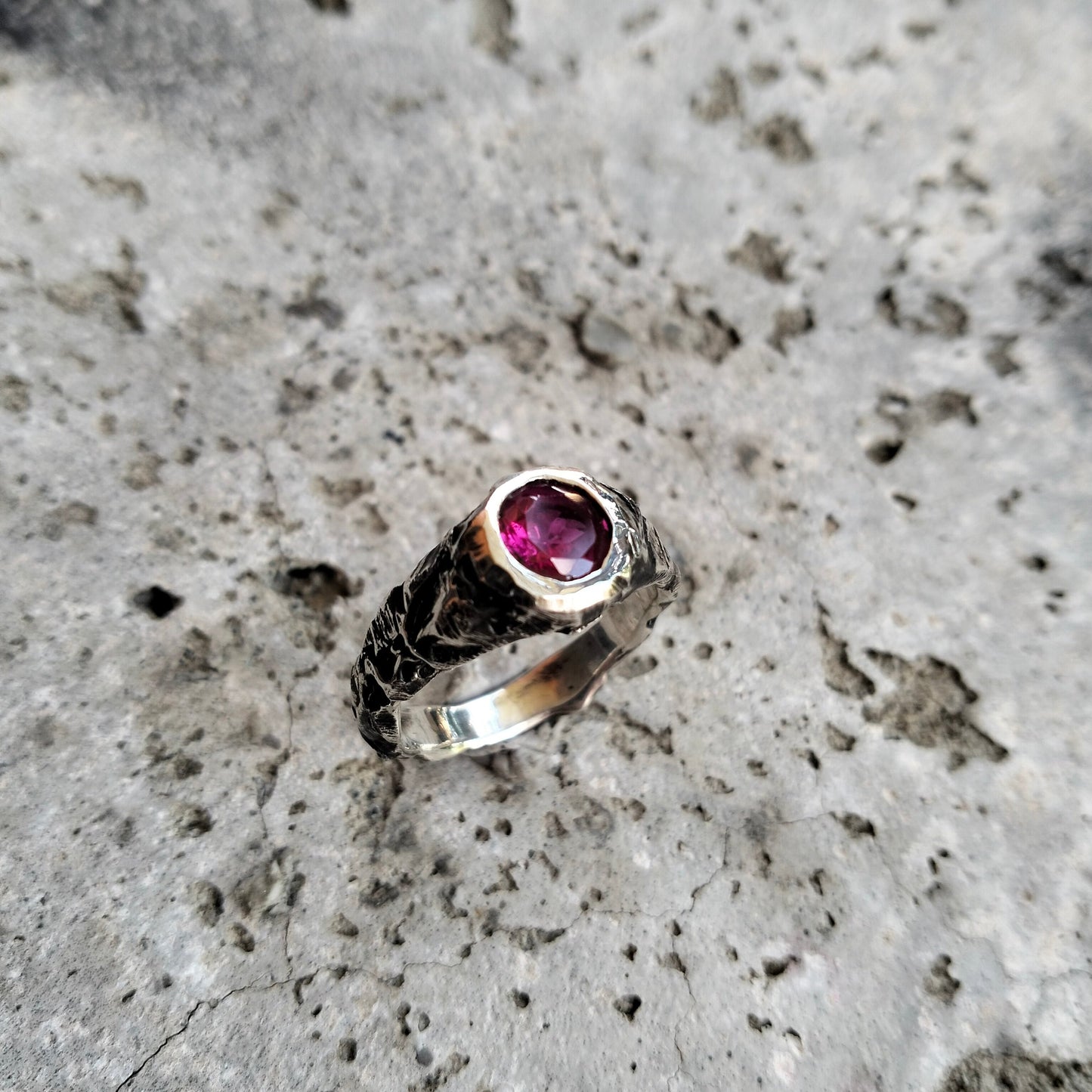 Ready to ship - lab ruby textured ring