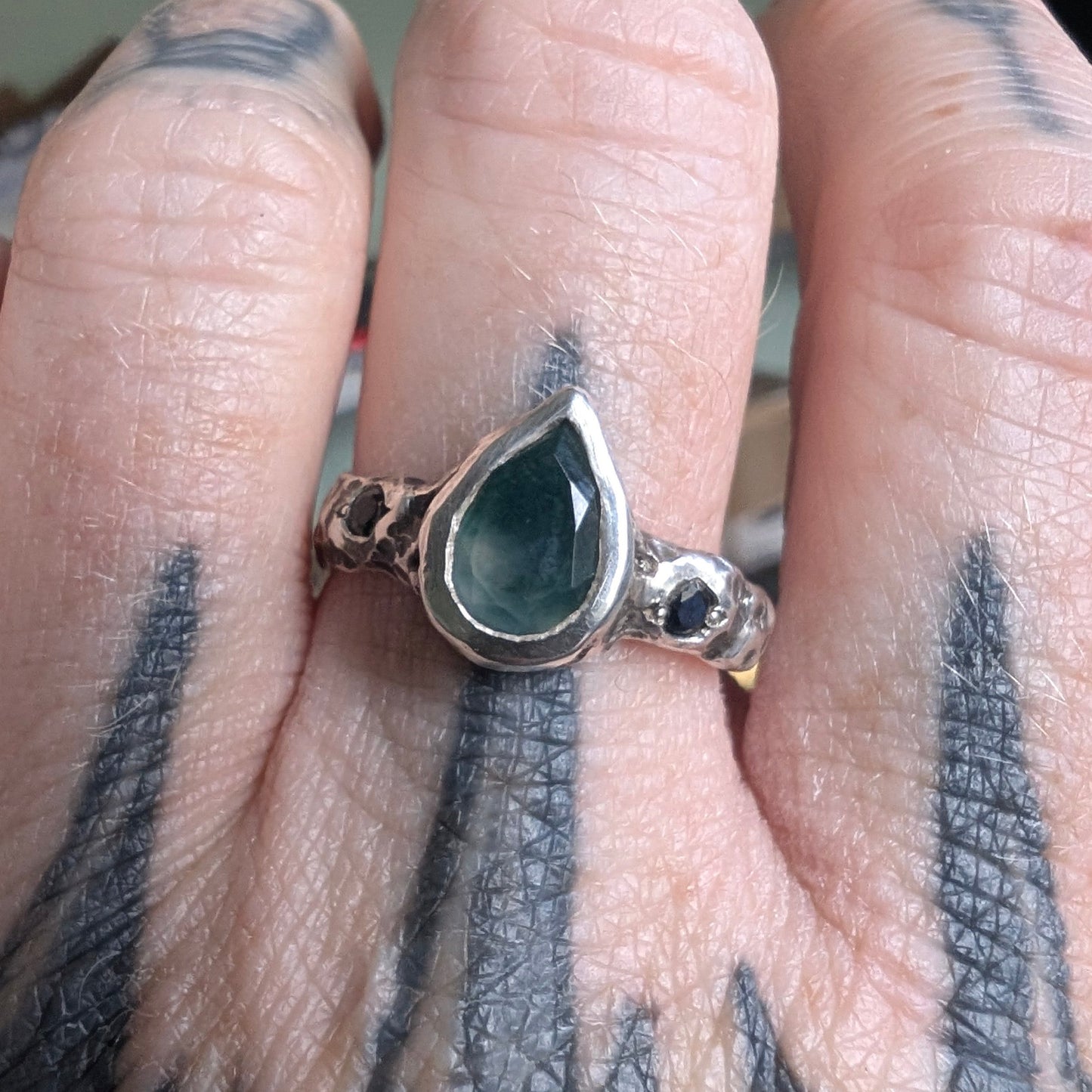 Sophie ring - moss agate - ready to ship