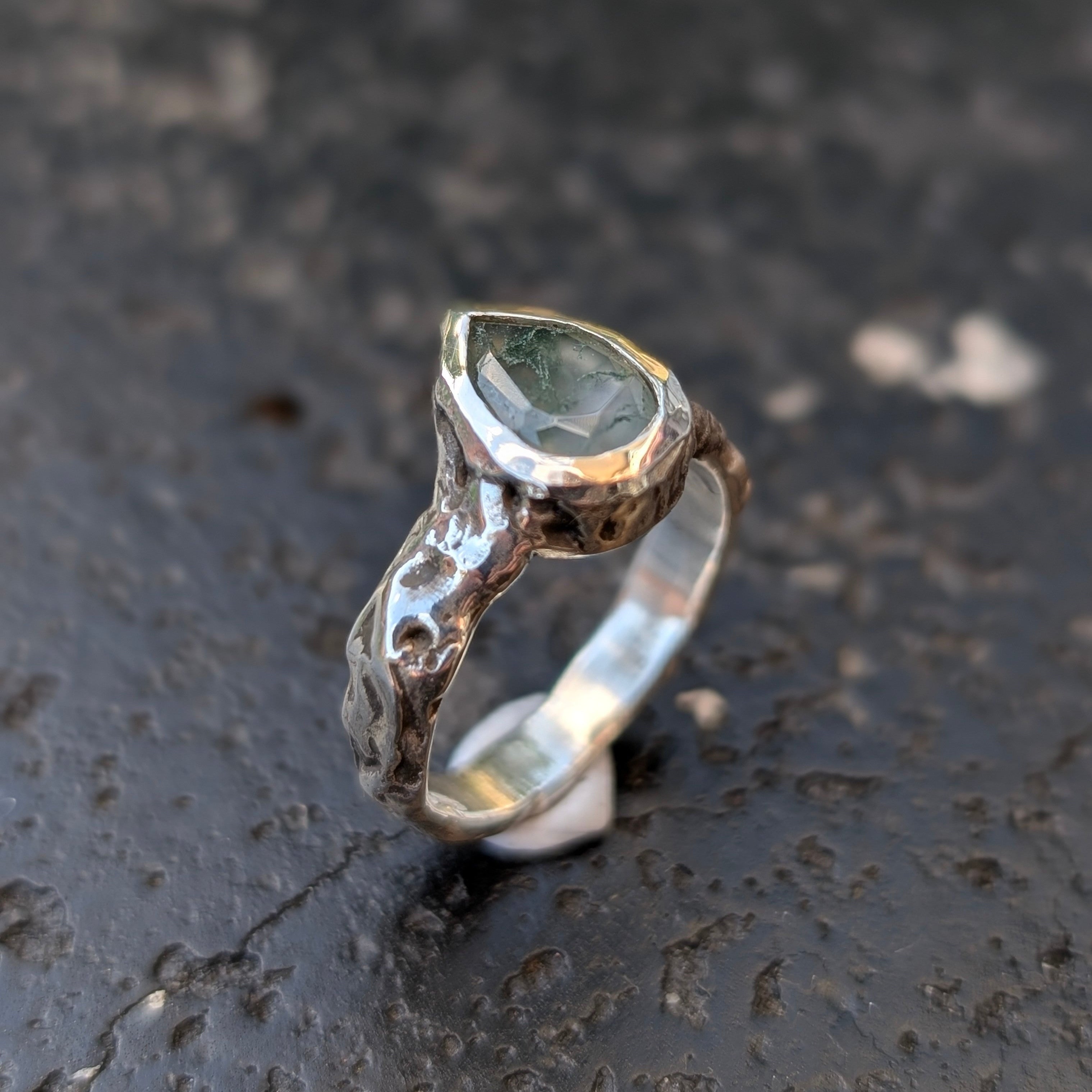 Sylvia solitaire - moss agate - ready to ship