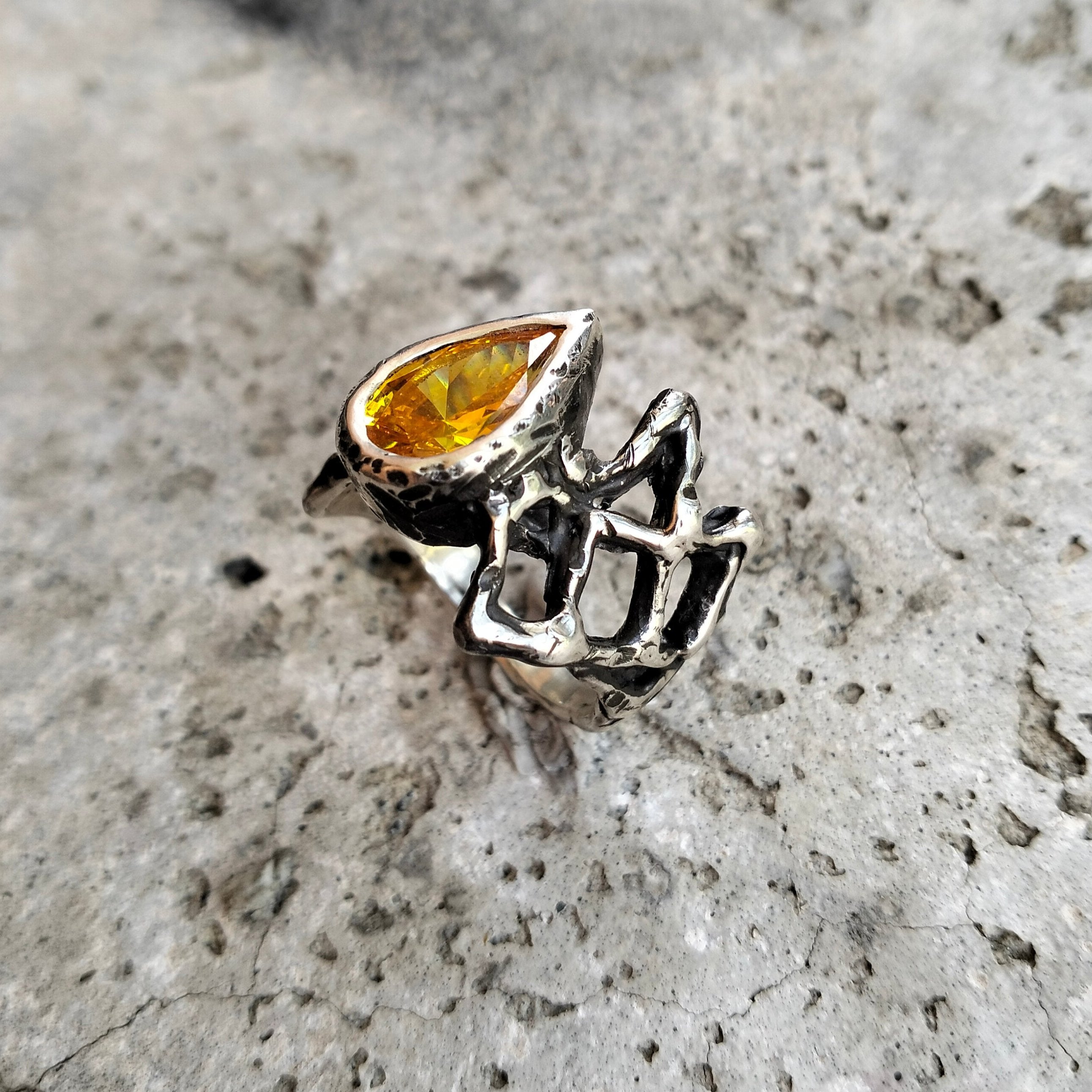 Fury ring - yellow cz - ready to ship