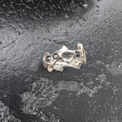 Organic spikey ring with black spinels