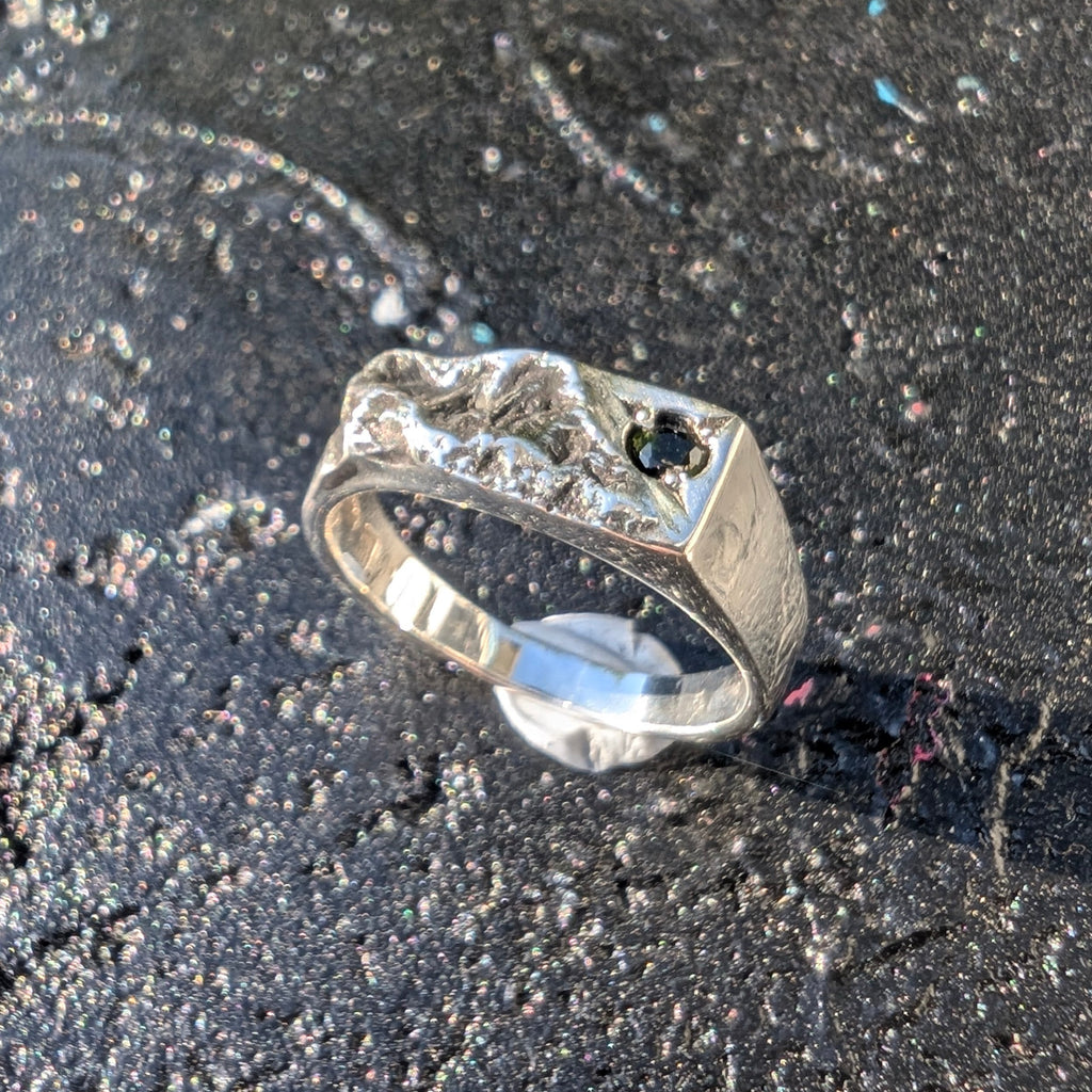 Reveal ring - green tourmaline - bead set - ready to ship