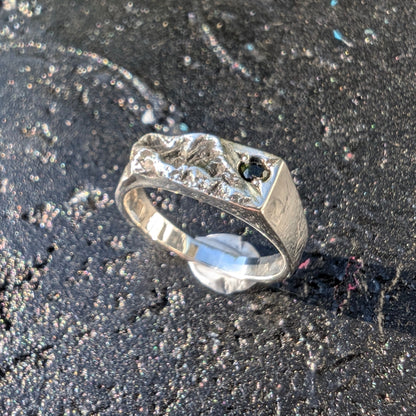 Reveal ring - green tourmaline - bead set - ready to ship