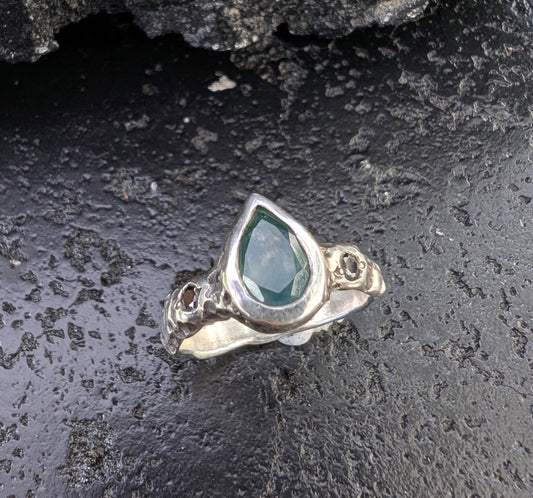 Sophie ring - moss agate - ready to ship
