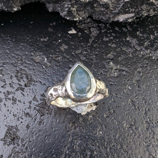 Sylvia solitaire - moss agate - ready to ship